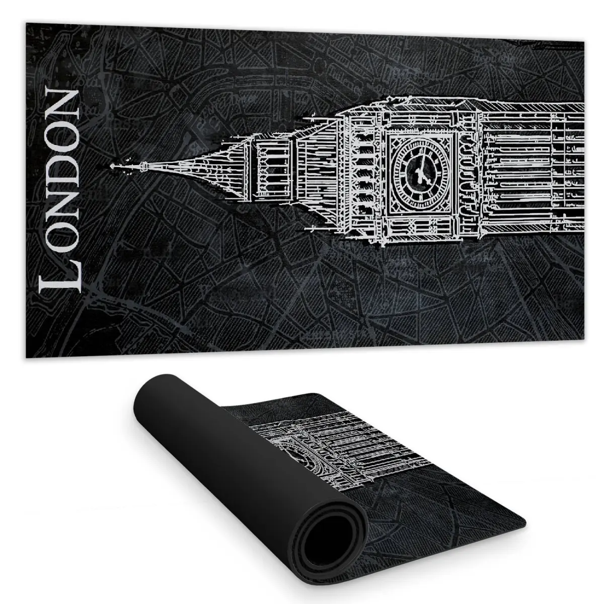 Begin Home Decor C1DM1531O8A0HQ 16 x 32 in. Big Ben Sketch Desk Mat - Home Decor - Building Gray Cities