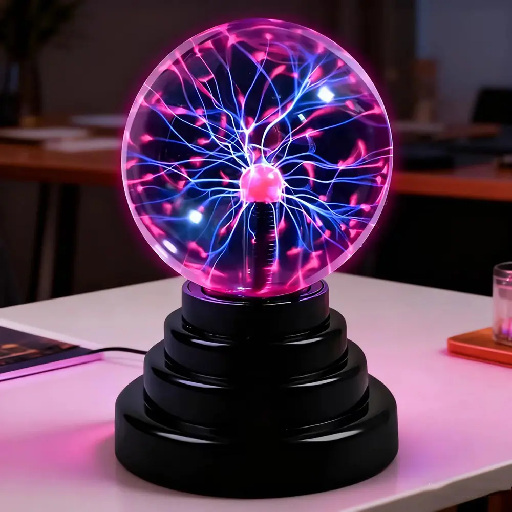 3-Inch Plastic Plasma Ball Light - Touch-Sensitive USB-Powered Static Electricity Globe Table Lamp, Novelty Lighting with Visual Effect & Line Voltage Compatibility, Manufacturer Warranty, Amazing Gift Idea for Holidays, Home Decor