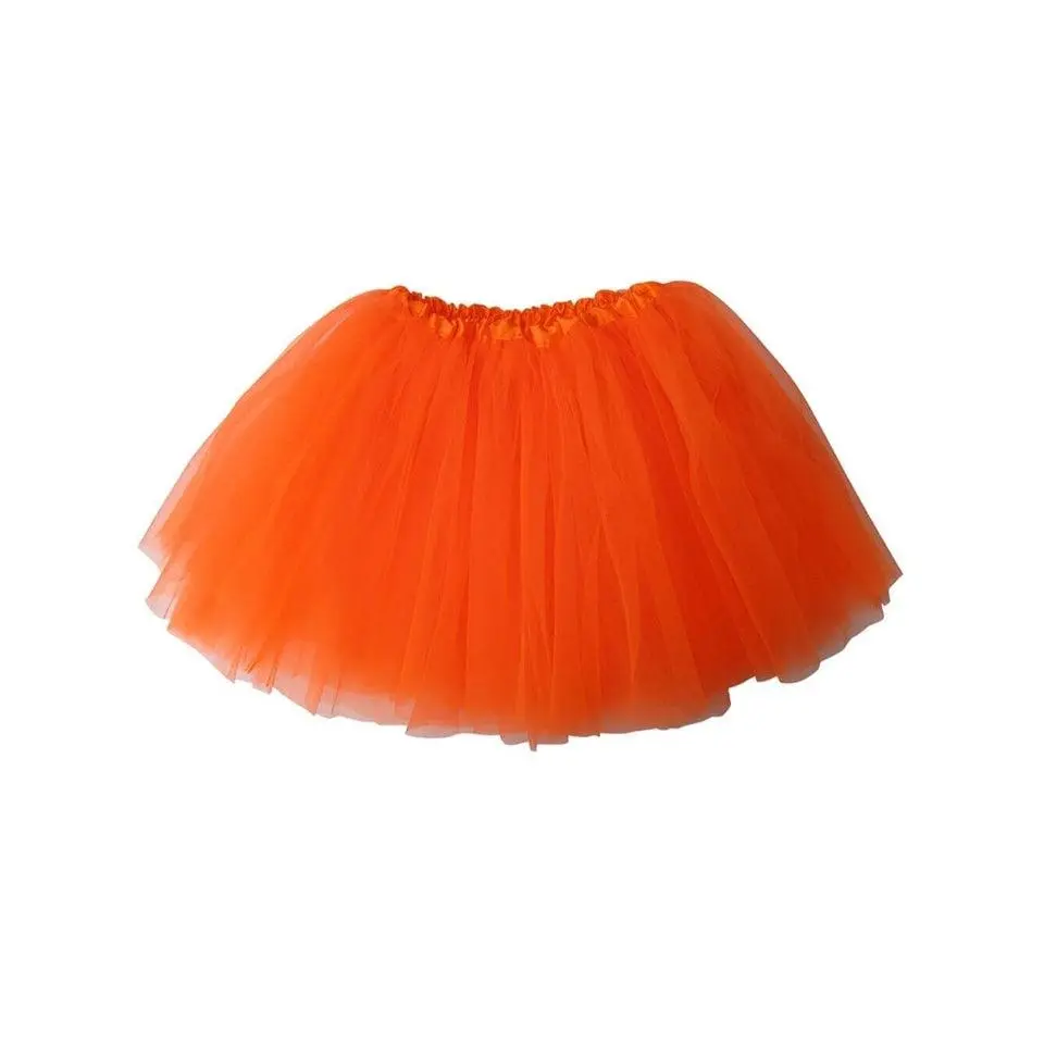 Neon Orange Tutu Skirt for Women – 3-Layer Tulle Ballet Skirt for Costume, Dress-Up, Dance, & Cosplay