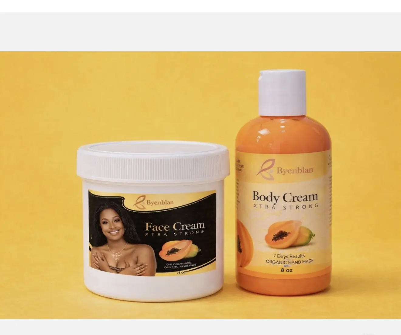 Papaya Skincare Duo for Daily Use, Brightening & Hydrating Set with Body Cream (8 oz) and Face & Body Wash Bar (4 oz), Moisturizer, Cleanser, Soap, Natural, Fruit, Organic Papaya, Set Combo, Creams & Bars, Creams & Soap