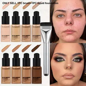 2PCS/Set Waterproof, Concealer, Long-lasting Moisturizing, Oil Control, Suitable for All Skin Types, Comes with Brush, Concealer Foundation Hybrid, Liquid Foundation, Perfect Christmas Gift