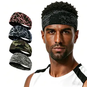 Adults' 5-Pack Universal Moisture-Wicking Non-Slip Polyester Blend Sports Headbands, Breathable Lightweight All-Seasons Lightning Print Hair Bands for Running, Gym (Adults Gifts)