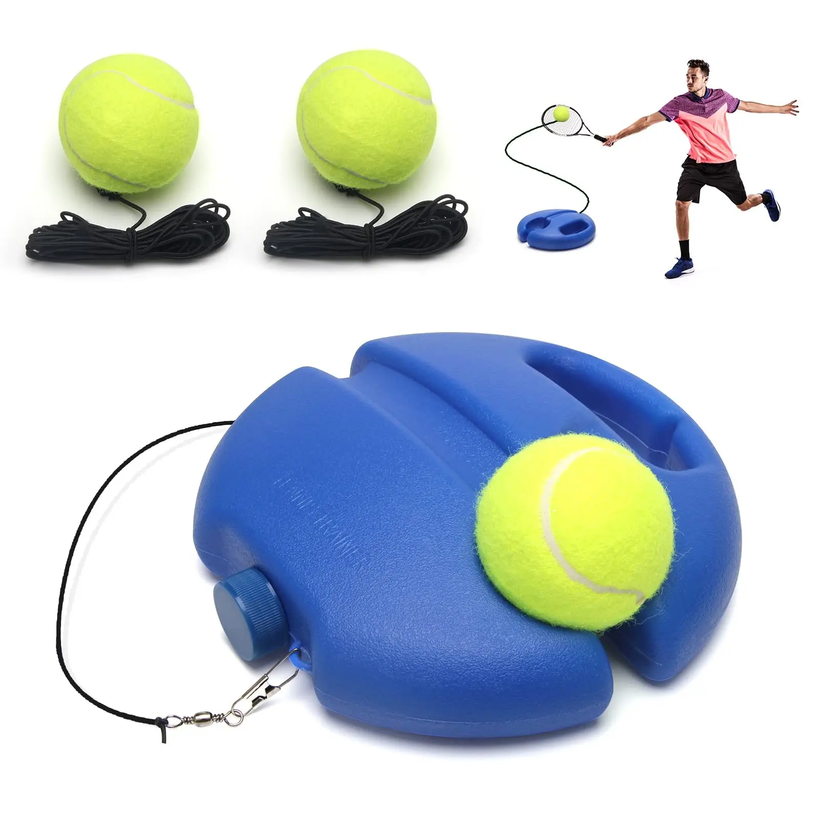 Tennis Trainer Rebounder Kit for Solo Practice, Portable Base with Ball - Small Tennis Training Equipment for Beginners, Small Balls Tennis Training Equipment, Rebounder Net Tennis Training Equipment