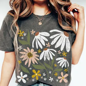 Flowers Boho Wildflower Comfort Colors Shirt, Floral Nature Vintage Botanical, Oversized Tee