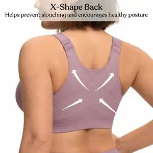 HSIA AlignFit Plus Size Front Closure T-Shirt Posture Bra Wireless Full Coverage Bra Lightly Lined Non-Padded Bra