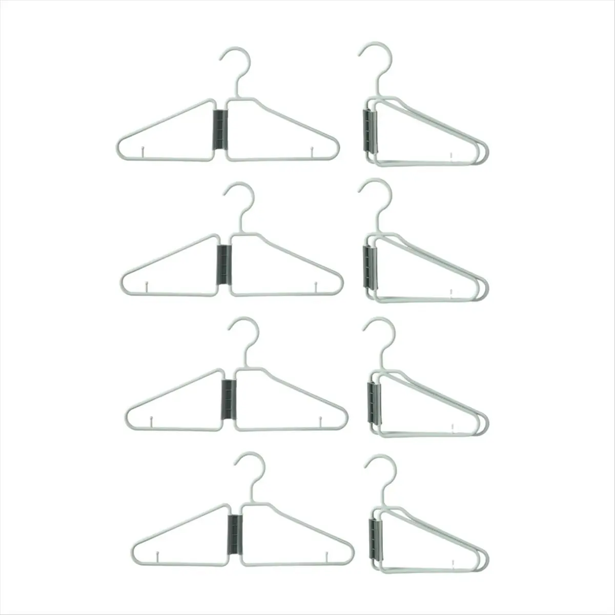 8Pcs Foldable Hangers, Plastic Foldable Hangers, Portable Folding Clothes Hanger, Foldable Travel Hangers (Green)