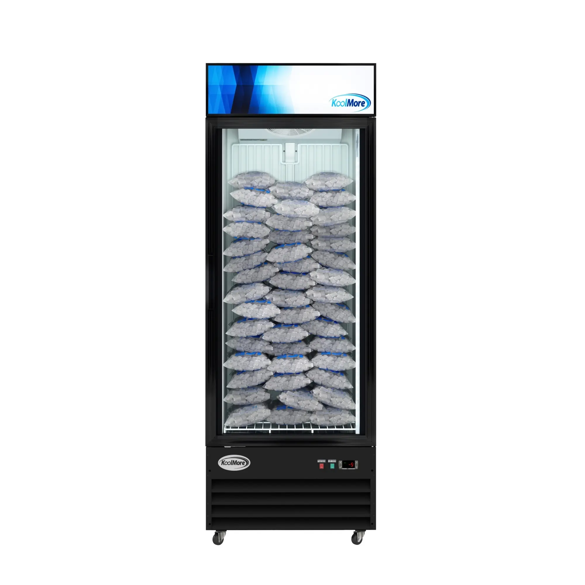 31 in. 25 cu. ft. Commercial Indoor Glass-Door Ice Merchandiser Freezer in Black (KM-IM31-1GD)