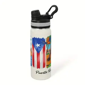 20oz Puerto Rico Flag Design Tumbler - Double-Wall Vacuum Insulated Stainless Steel Water Bottle with Straw Lid, Leakproof Cup for Hot/Cold Drinks - Puerto Rico Travel, Gym, Office, Christmas Gifts - Durable 304 Stainless Steel Construction
