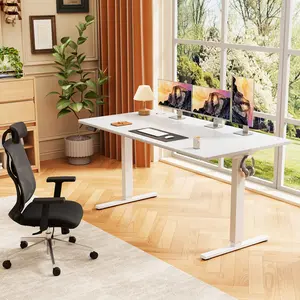 55x24 Inch Electric Standing Desk with Memory Presets for Large Home Office, Height Adjustable Sit Stand Computer Workstation with Cable Management for Multiple Monitors Printer Files and Extended Daily Work Sessions Comfortably