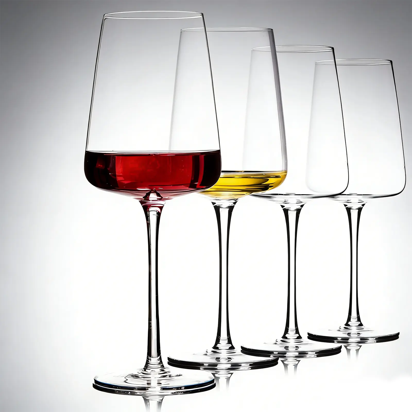 Hand Blown Red Wine Tasting Glasses Set of 4 - 19 oz Thin Polished Premium Drinking Glasses Sets, Unique Gift for Weddings, Mothers, Glass Drinking Glasses Sets