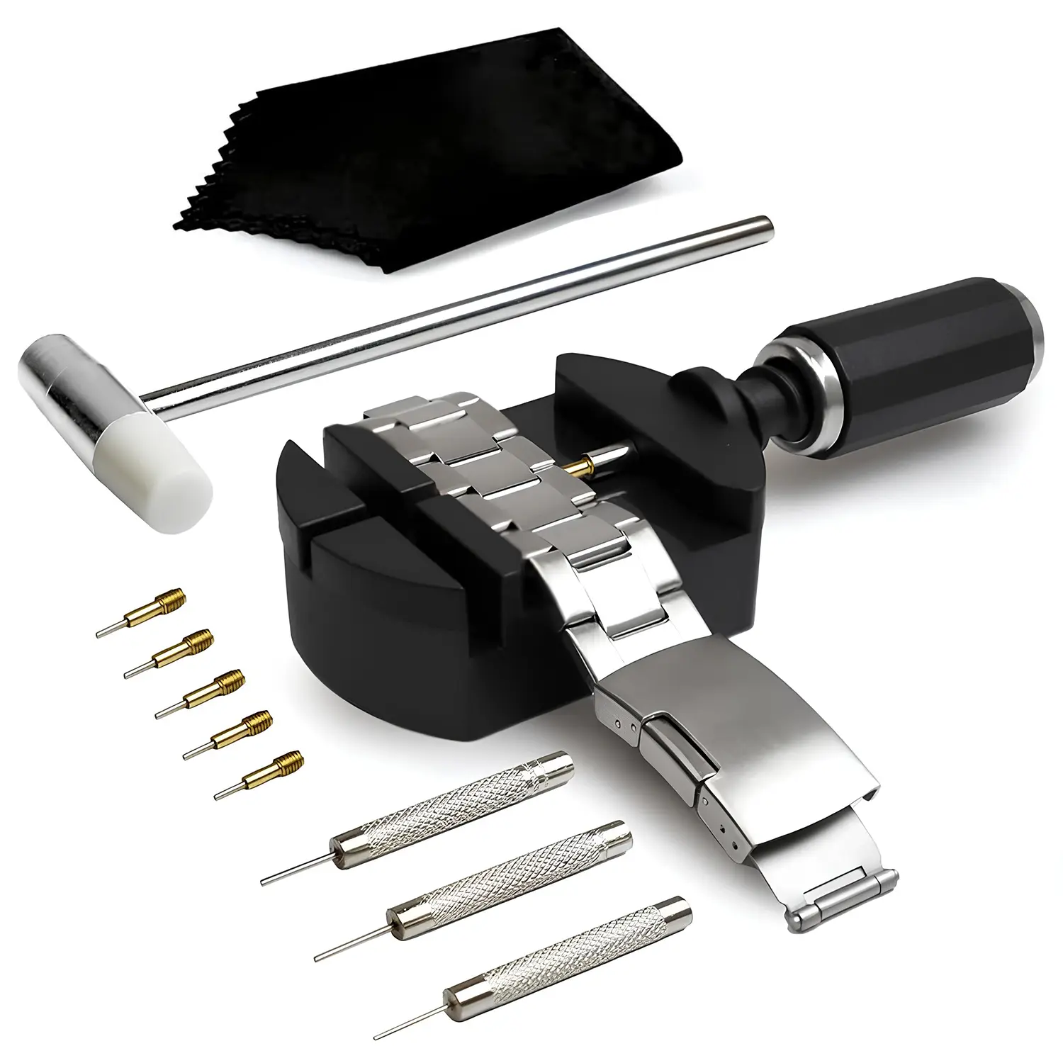 Watch Link Removal Kit, Resizing Tool for Bracelet Adjustment & Replacement, Pin Remover for Sizing Strap, Watch Adjuster, Hammer for Watch Repair, Adjust Band, with User Manual, Punches#SummerWins