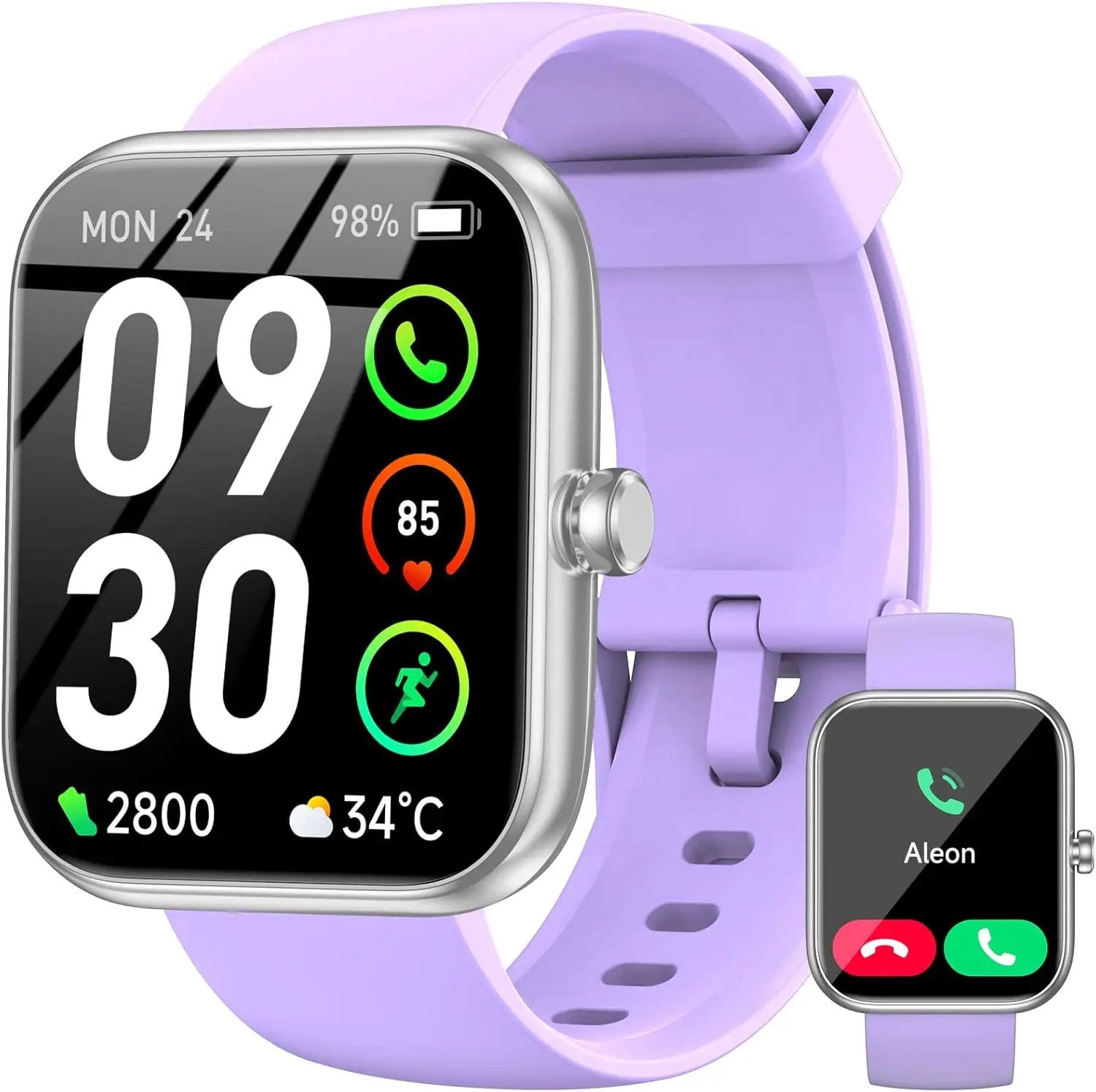 BOOOMIC Smart Watch with Alexa Built-in, 1.83" HD Touchscreen Fitness Tracker, Bluetooth Notifications/Calls, IP68 Waterproof, 120+ Sport Modes, 24/7 Heart Rate & Sleep Monitor for iPhone Android iOS (Purple)