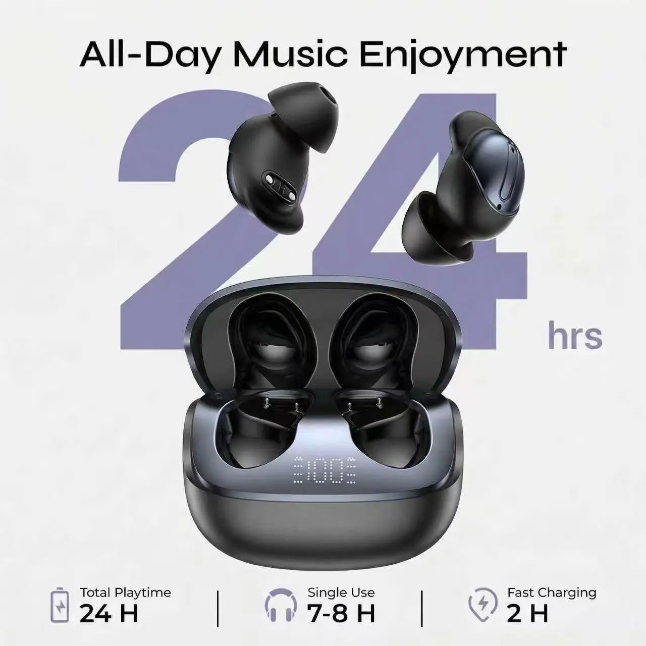 Bluetooth 6.0 Wireless Earbuds - Noise Cancellation Headphones for Side Sleepers, Tiny Invisible Waterproof, Active Noise Reduction Wireless Headphones, Long Battery Life, Fast Charging, Sleep Improvement