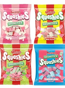 Swizzles Squashies Drumstick Candy 4 Pack Bundle - Strawberry Flavor Candies - 120g Each - Imported from the UK - Variety of Flavors & Generous Size