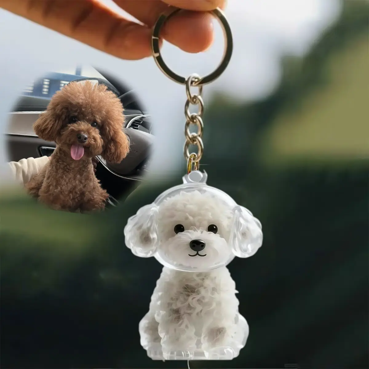 Personalized Acrylic Dog Fur Keychain - 1.7in Mini, Transparent, Compact, Water-Resistant Pet Hair Holder with Silicone Seal, Sentimental Memorial Gift for Dog Parents, Hang on Keys or Bags to Carry Love Everywhere, Durable ASMR Collectible Necklace, Wate