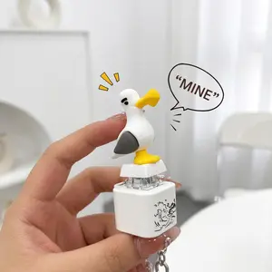 Funny Seagull MINE! Keychain Toy, Rechargeable Sound and Light Button Gadget, Interactive Stress Relief Meme Keychain, Viral Bag Charm Gift for Friends Family