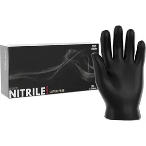 Nitrile Gloves - Professional Heavy Duty Latex Free Disposable Gloves Snug Fit (Box of 100 Pack)