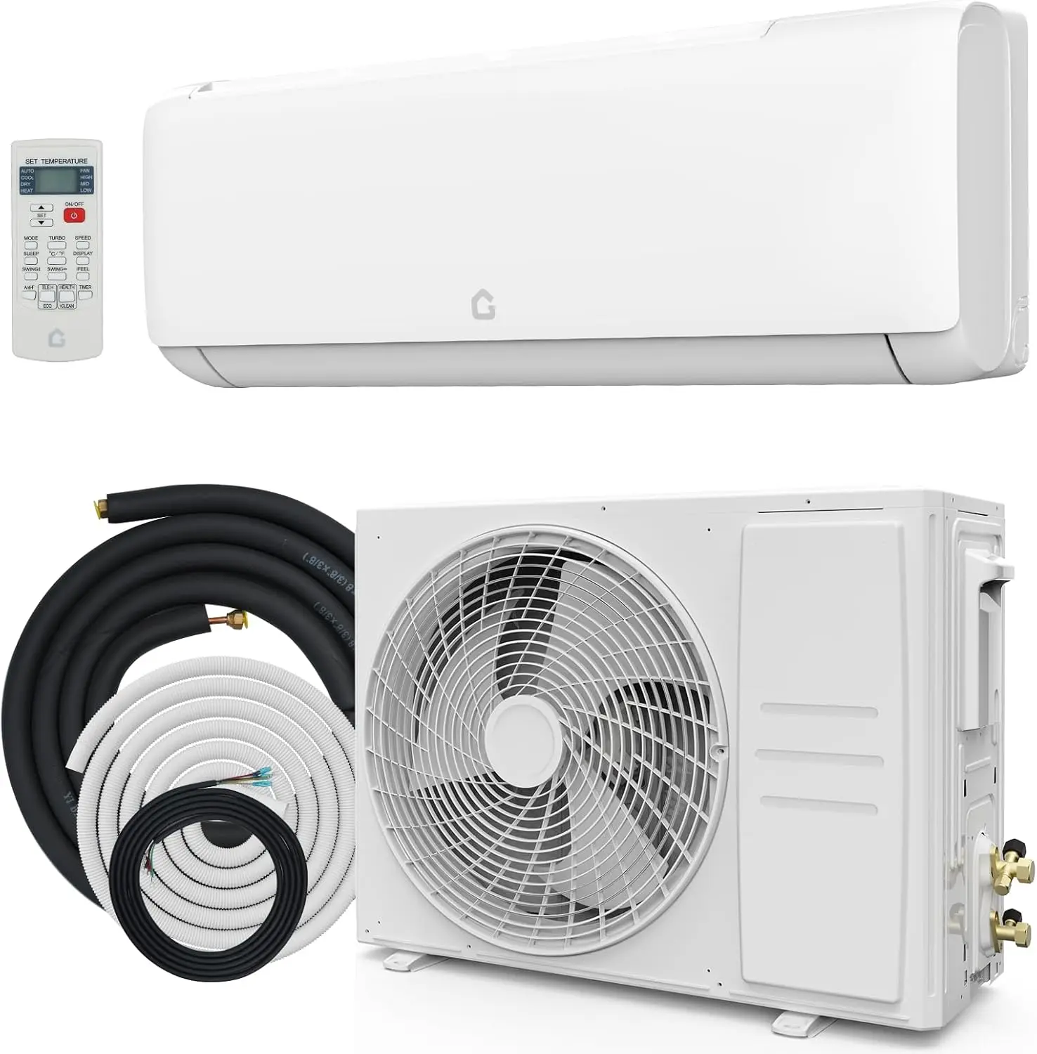 【Christmas Gift】9000 BTU Ductless Mini Split Air Conditioner with Heat Pump, 18.5 SEER Energy Saving AC, Inverter Aircon Cools Up to 750 Sq Ft, Pre-Charged Condenser, Installation Kit & Remote Included