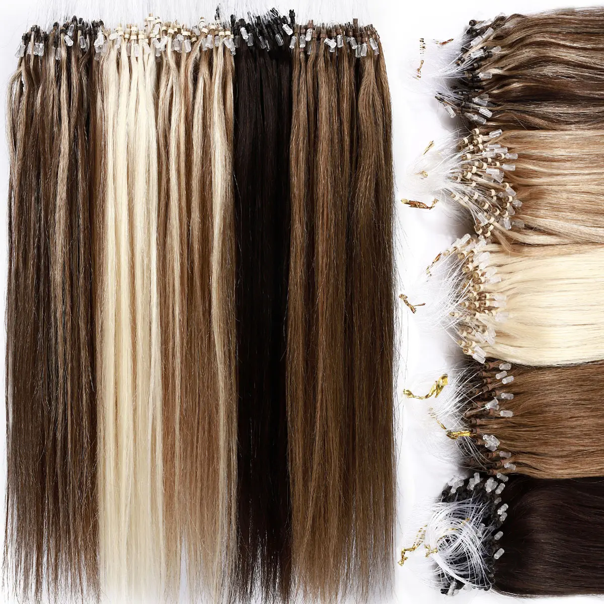 MY-LADY 50strands/pack Micro Loop Hair Extensions 100% Remy Human Hair Micro Ring Extensions Silky Soft Straight Hair for Women campingessentials