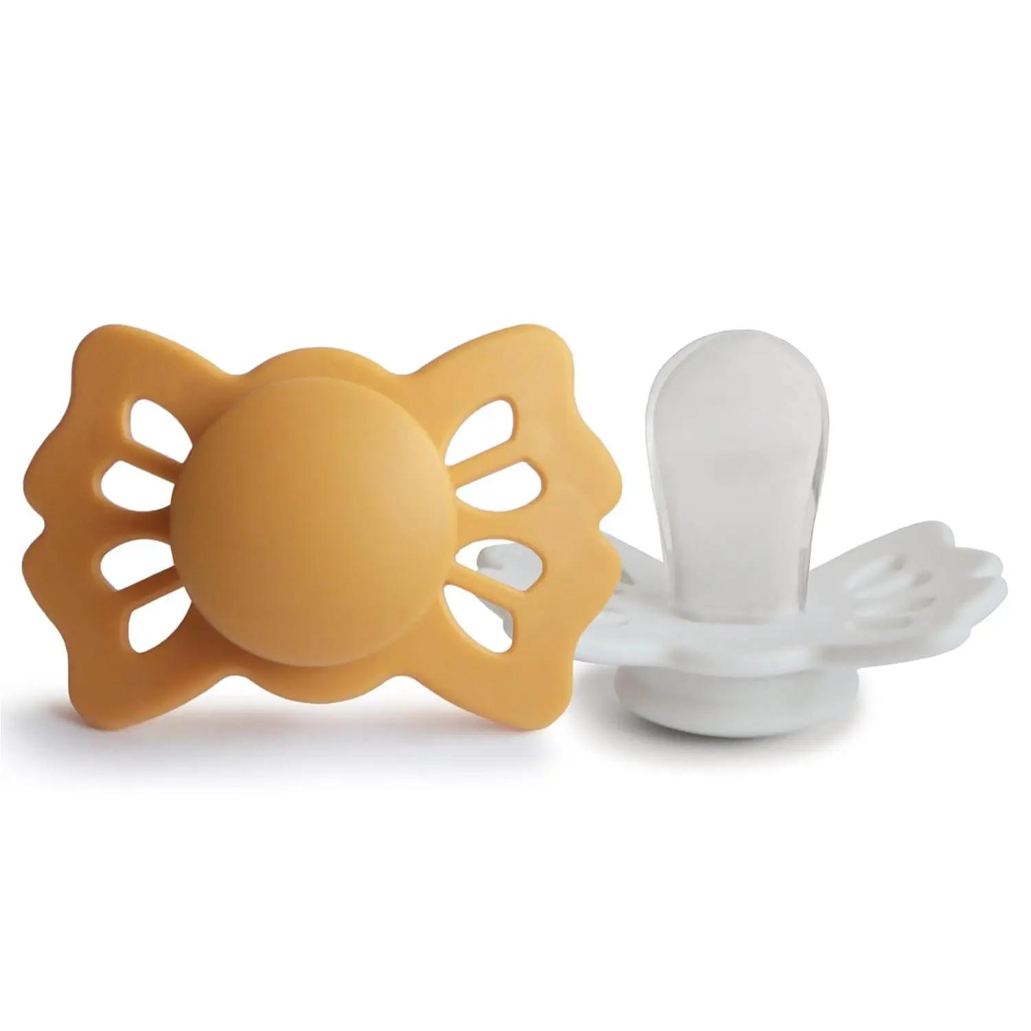 Symmetrical SilkySoft Silicone Baby Pacifier, BPA-Free, Made in Denmark (Honey Gold/Cream, 0-6 Months), Cappuccino/Cream, Cream/Blush