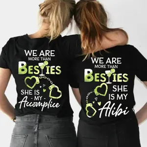 100% Cotton Matching Best Friend T-shirt We Are More Than Besties She Is My Accomplice – Gift For Best Friend Funny Couple Shirt, Best Gift For Him and Her, Unisex Couple Shirt