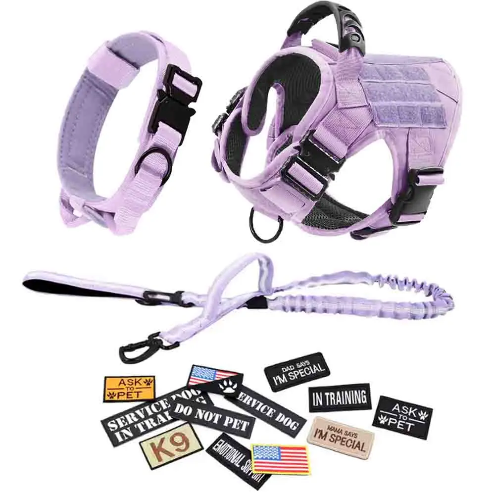 Dog Harness Dog Leash Dog Collar Set with 12 Patches #SummerWins #DealsForYouDays Adjustable Dog Vest for Medium Large Dogs outdoorfun Dog Accessories
