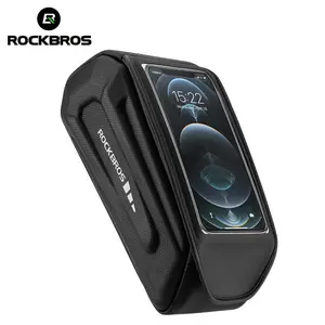 ROCKBROS Bike Bag, EVA Waterproof Mount Holder Front Frame Top Tube Handlebar Bicycle Accessories Pouch 1.7L Compatible Phones Under 6.8”