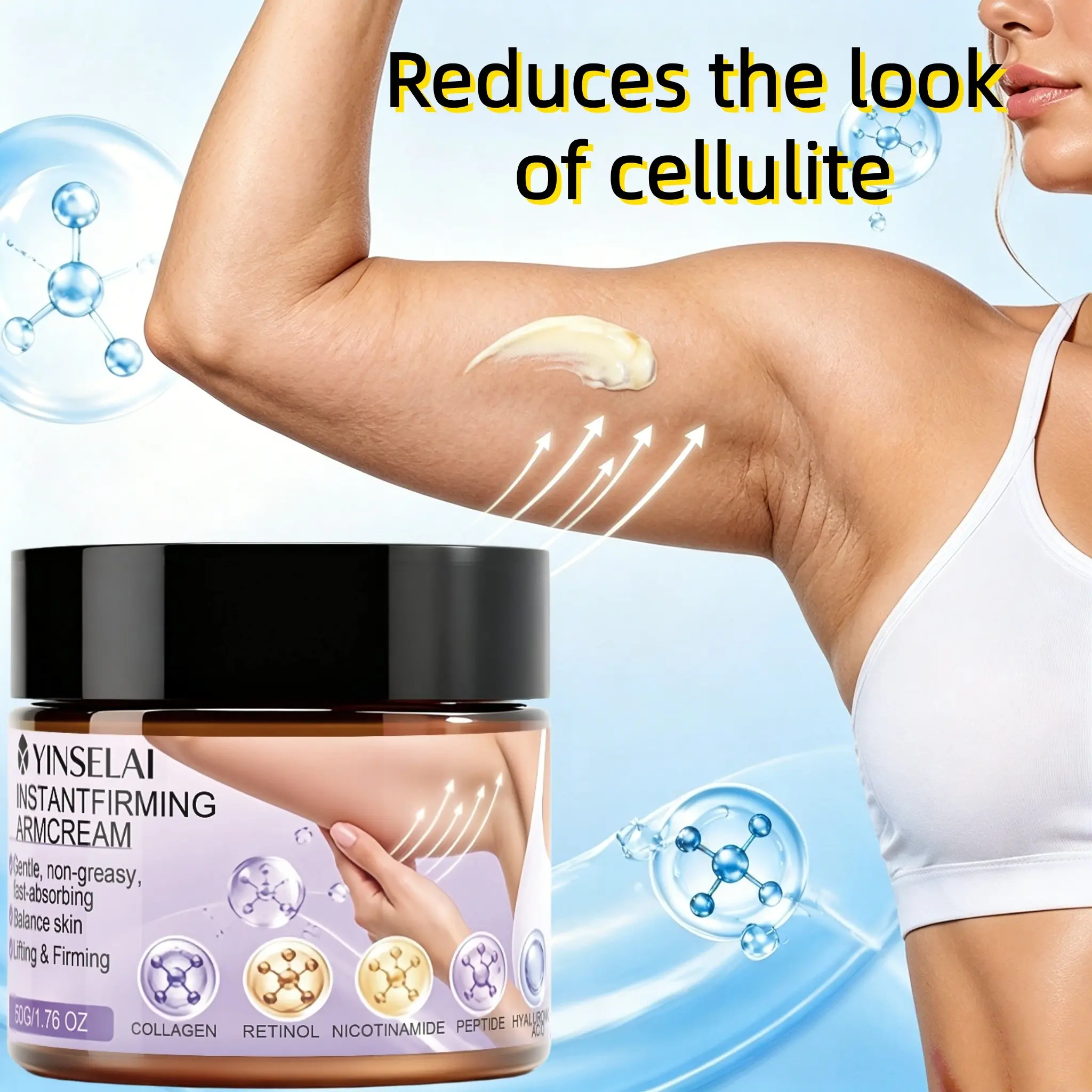 Collagen Sculpting Arm Cream, Moisturizing and Firming, Quick Tightening for Loose Skin, Suitable for Arms, Abdomen, Thighs, Buttocks