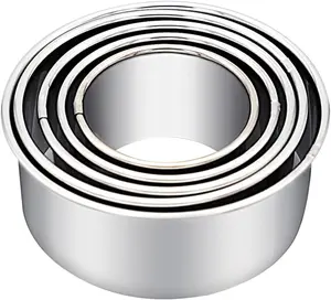 Biscuit Cutters, Round Cookie Cutters/Stainless Steel Dumpling  Cutters/Cake Pastry Cutters/Cake Cookie Scone Cutters Molds  for Cooking Baking (5Pcs, Plain Edge)