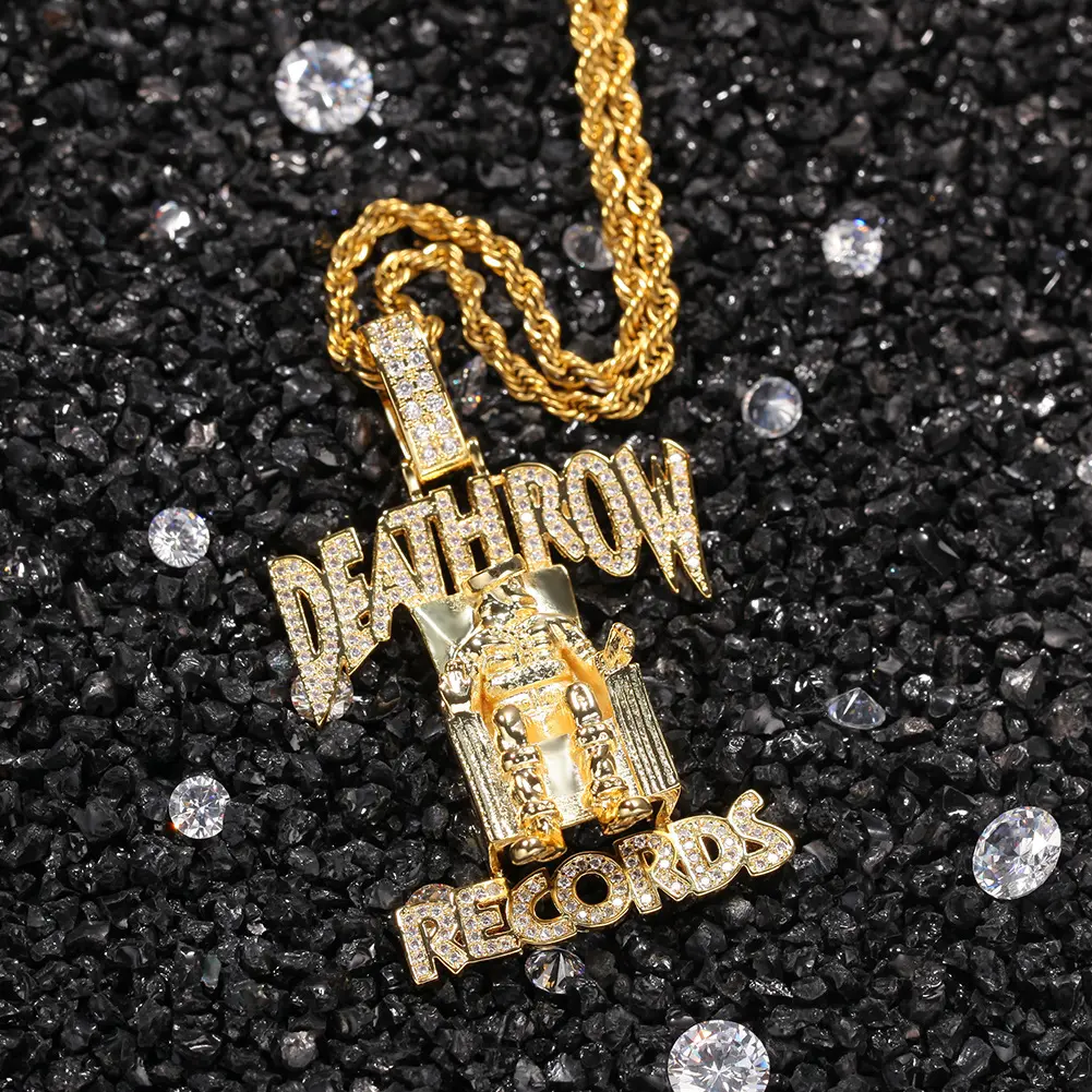 Iced Out Pendant Chain Necklace for Men, Hip Hop Geometric Copper Charm with 24" 316L Stainless Steel Rope Chain, AAAAA+ Zircon Bling Casual Style Costume Jewelry Necklace for Women Gift