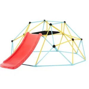 SAVEYOUR 8FT Climbing Dome with Slide, Geometric Galvanized Steel Jungle Gym for Kids Ages 3-9, 600LBS Capacity, Corrosion Resistant for Indoor & Outdoor Use