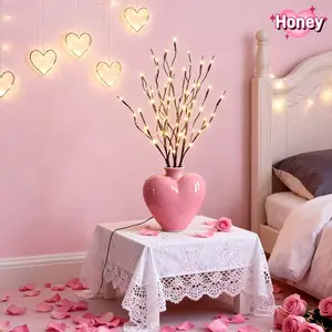 3pcs Set of Artificial Tree Branch LED Lights, Battery-Powered, 16 LEDs, Vase-Filled Decorative Lights, Decoration for Valentine'S Day, Christmas, Halloween, Thanksgiving, Wedding Decor, Wedding Table Centerpieces