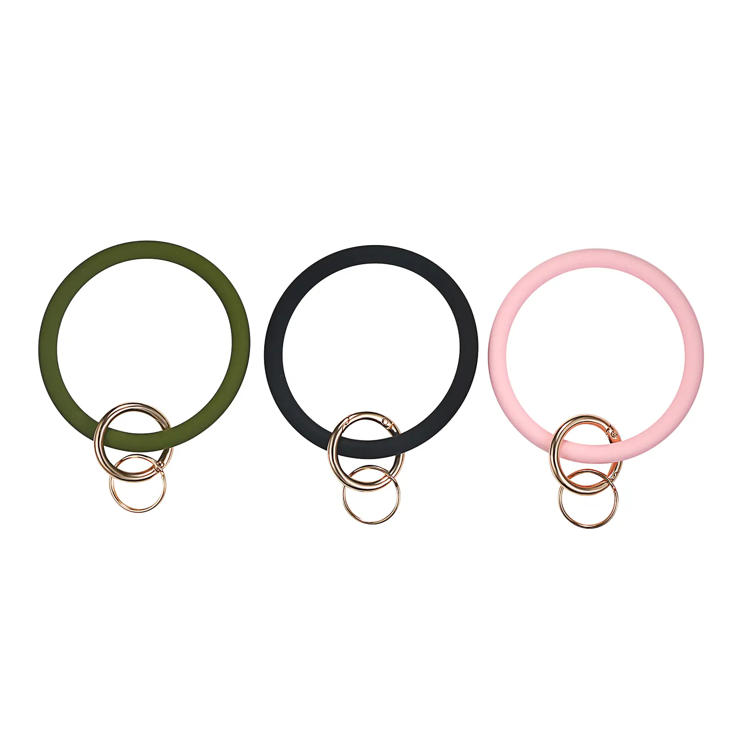 OIDEA Silicone Wrist Keychain Bracelet Set – 3-Pack Women's Wearable Keyring with Circular Ring, Compact, Ring Attachment Keychains, Circular Ring Keychains