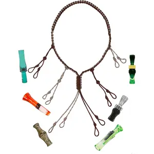 Duck Call Lanyard Hunting Goose Calls Paracord Braided Necklace 12 Adjustable Loops Outdoor Predator Gear Nylon Game Call for Pheasant Waterfowl