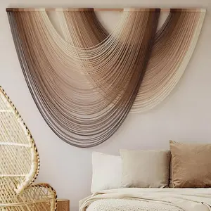 Wall Hanging Dip-Dye Boho Fiber Wall Art Decor – Handmade Macrame Style Tapestry for Bedroom & Living Room (57" W x 39" L)