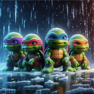 5D DIY Full Drill Round Diamond Painting - Diamond Art Kit Turtle in the Rain Mosaic, Canvas - DIY Decorative Painting, Home Wall Decor, Suitable for Halloween and Christmas, Birthday and Anniversary Gifts, Diamond Painting Kits