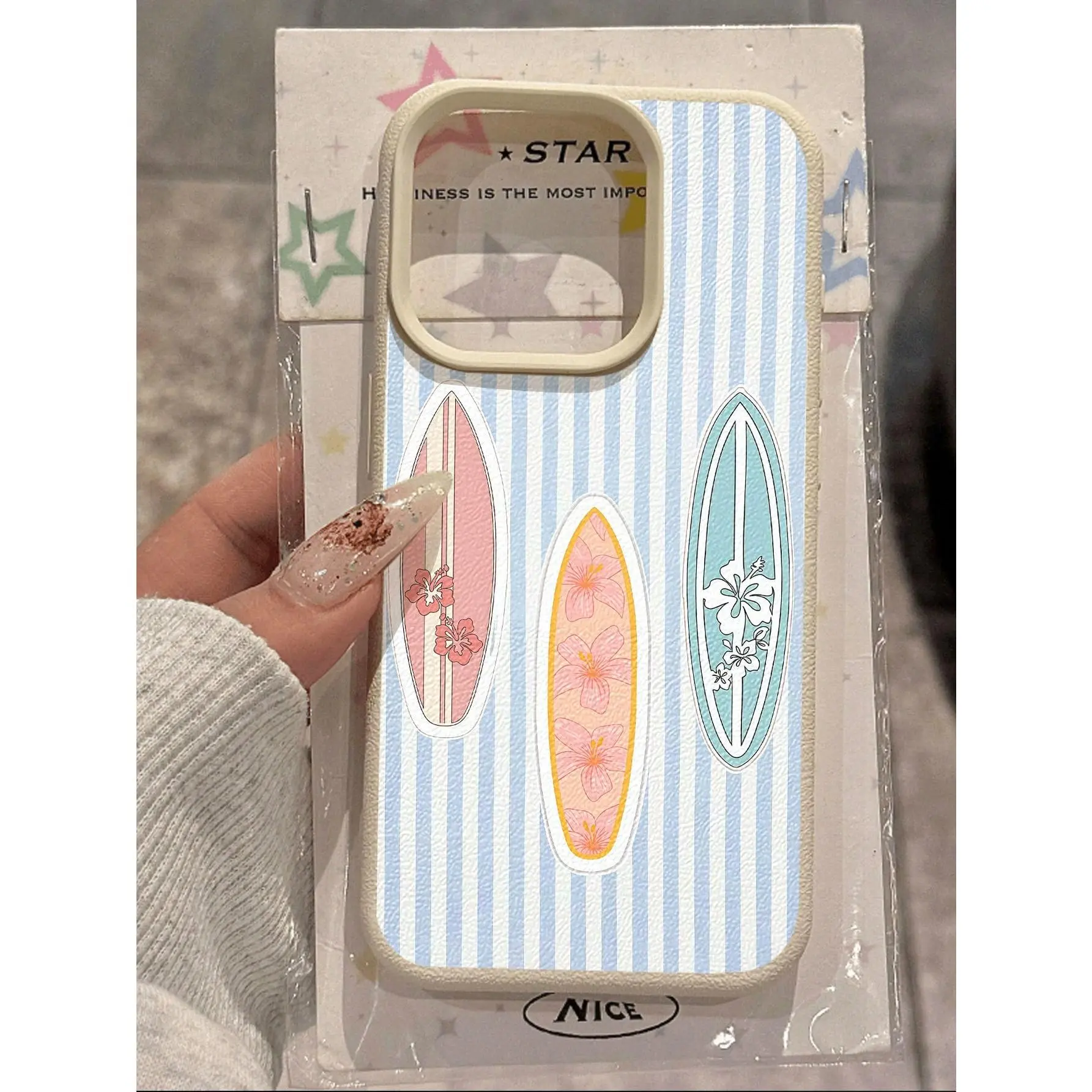 1 piece of summer limited edition, 3 styles of surfboard blue striped lychee-textured soft TPU waterproof, drop-proof, and non-slip phone case, compatible with iPhone 17/16/15/14/13/12/11/X/XS/XSMAX, a holiday gift for friends, family, and yourself, Cover