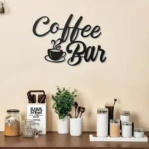 Metal Coffee Bar Sign for Rustic Kitchen Decor, Artistic Wall Decoration, Indoor Home Decoration, Home Business Decor, Perfect for Cafes, Homes, Offices, and Kitchens