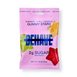 Low-Sugar Gummy Candy Stars (6-Pack) - Raspberry, Pineapple, & Apple Sweet Fruit Flavors - Low Net Carb, Low Calorie, High Fiber - Keto & Diabetic Friendly - Natural Flavoring