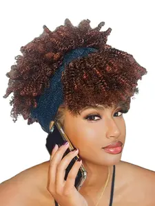 8 Inch Short Coily Headband Wigs for Women, Gorgeous Fashion Fluffy Wigs with Headband, Synthetic Full Machine Wigs for Party, Daily Use, Curly Hair Wigs