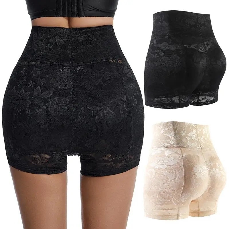 Women Lace Padded Underwear Padded Panties Shapewear Breathable Lacy underwear High-waisted panties Magnum sponge Lifting shapewear