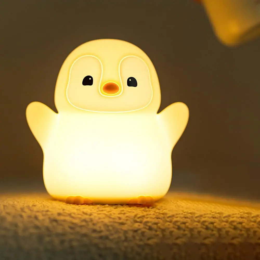 Cute Penguin Night Light, LED Soft Novelty Night Lamp, Ambient Night Light, Adjustable 2 Levels, Touch Lamp, Dorm Decor, Boy Girl Gift, Led Lights Bedroom, Decorative Night Light, Led Nightlight