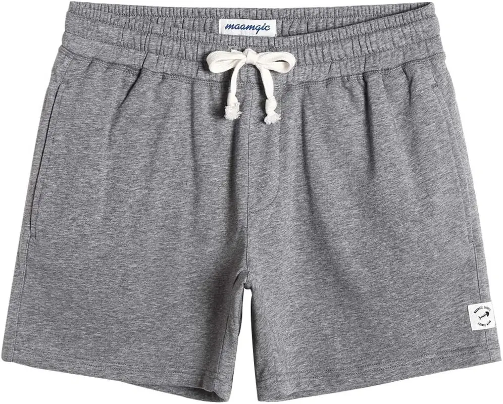 Maamgic Mens Athletic Gym Shorts 5.5" Elastic Waist Casual Pajama Pocket Jogger Men Workout Short Pants maamgic