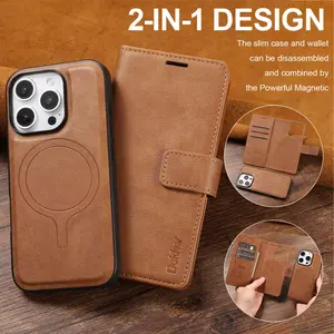 Magnetic PU Leather Card Slot Wallet Phone Case MagSafe Charging For iPhone 17/ 16/15/14/13