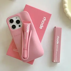 RHODE Lip Gloss Holder Phone Case for iPhone 11 12 13 14 15 16 17 Pro Max, Cute Silicone Shockproof Cover with Built In Balm Slot