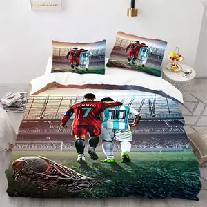 Football Legend Bedding Set, Includes 1 Duvet Cover and 1/2 Coreless Pillowcases, Soccer Twin Stars Comforter Covers, Bedding Quilt Set, Batch Number Btb452