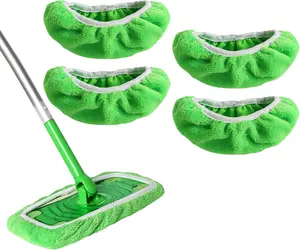 Reusable Microfiber Mop Pads Compatible with Swiffer Sweeper Mop, Wet and Dry Flat Swiffer mop Cover, 4 Pack Washable Swiffer Pads for Surface/Hardwood Floor Cleaning (Mop is Not Included)