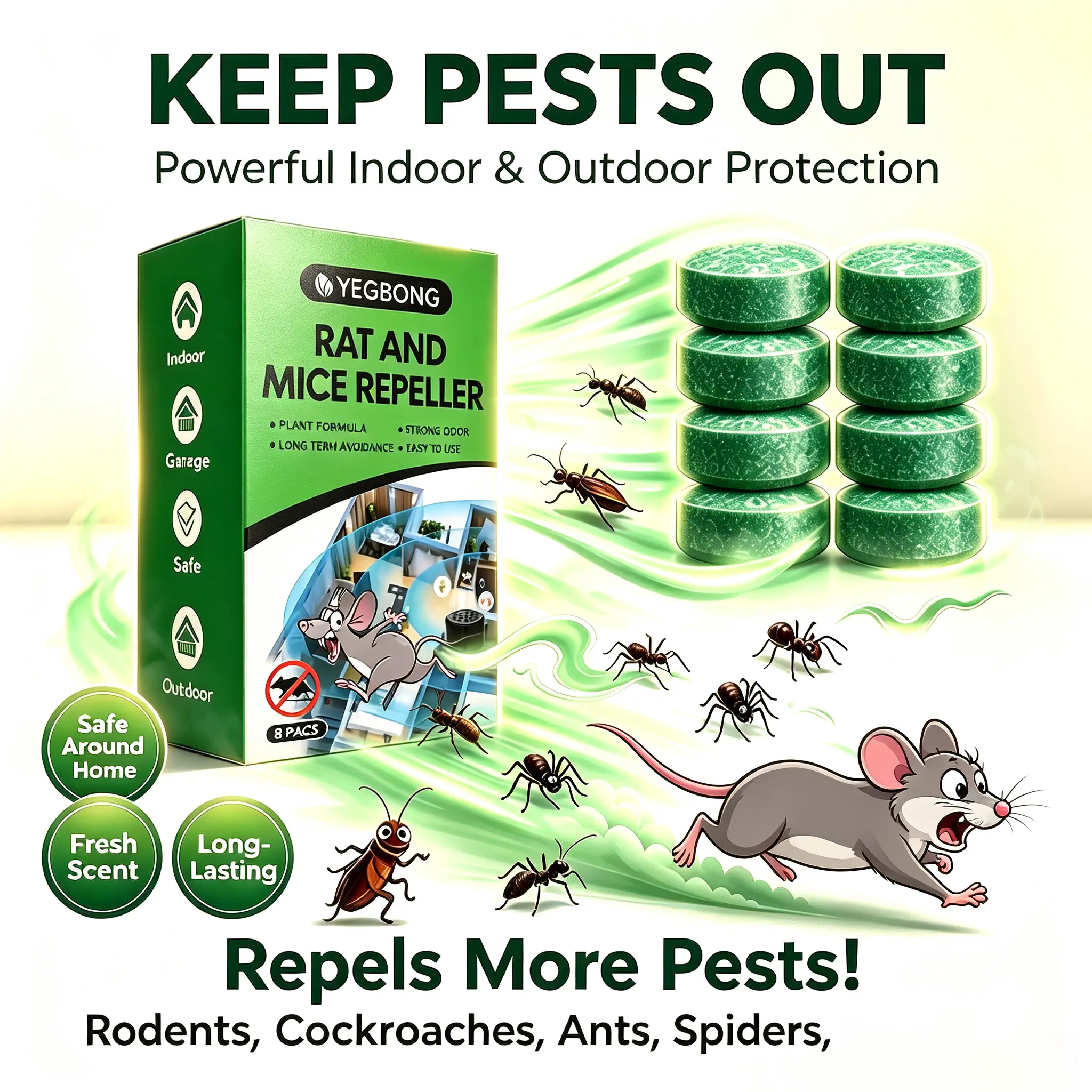 Pesticide-Free Peppermint Rodent Repellent Balls, Natural Mouse & Bug Deterrent for Indoor/Outdoor Use at Home and in the Garage, Pet-Friendly