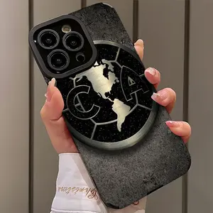 Club Logo Pattern Faux Leather Phone Case for iPhone 17, 16, 15, 14, 13, 12, 11 Pro Max Plus Air - Stain-Resistant, Stylish, Trendy, Shockproof Smartphone Casing - Exclusive Mobile Phone Accessories for Handheld Devices