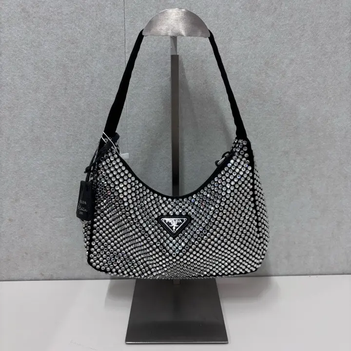 Pre-owned PRADA nylon Shoulder Bags Black Crystal Underarm Bag 23369832